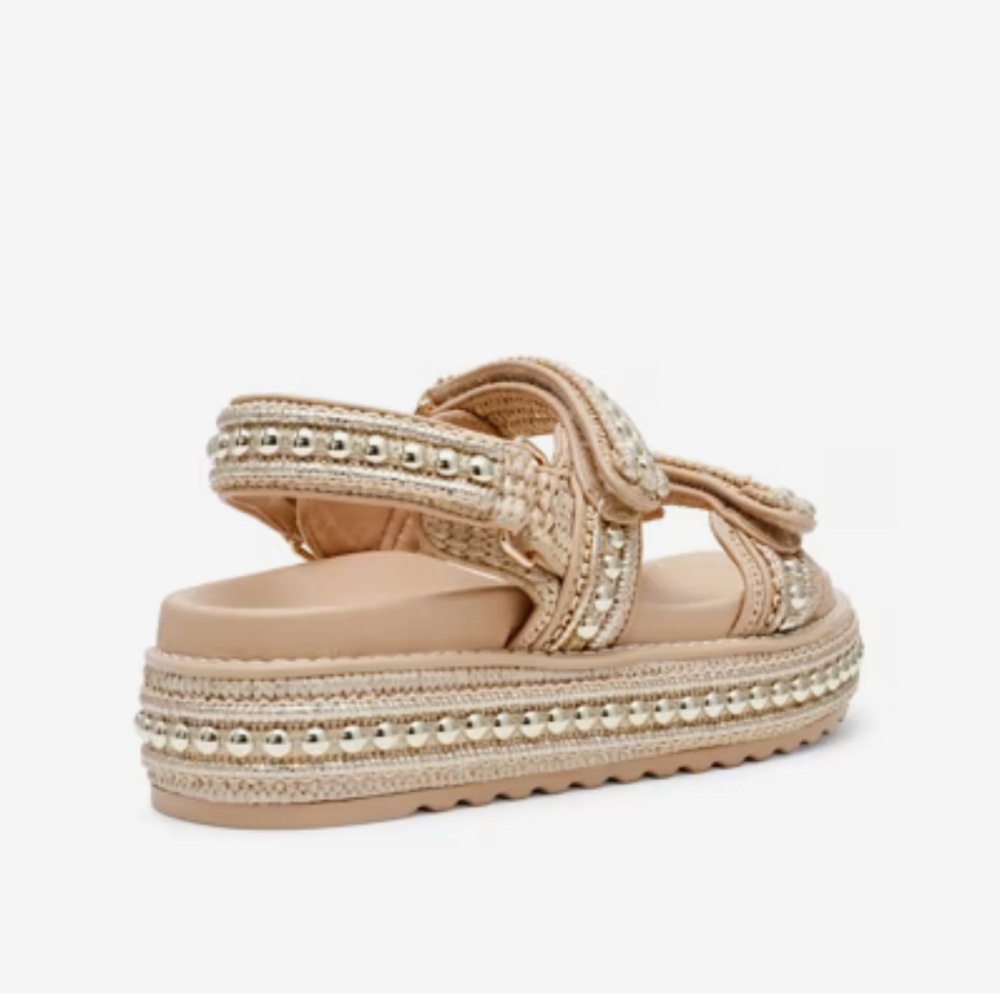 Steve Madden Beaded Platform Sandals in Beige - Picture 3 of 9
